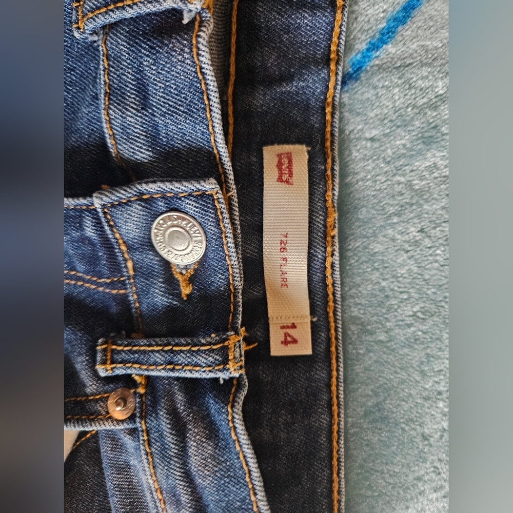 💙💜Levi's 726 Flare Jeans Teenagers size 14 Blue Denim flowers design🩷‎ - Picture 6 of 9